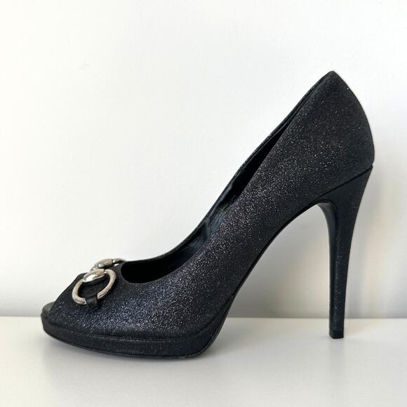 Gucci Shimmer Stardust Horsebit Peep Toe Pumps IT 38 - Picture 15 of 15